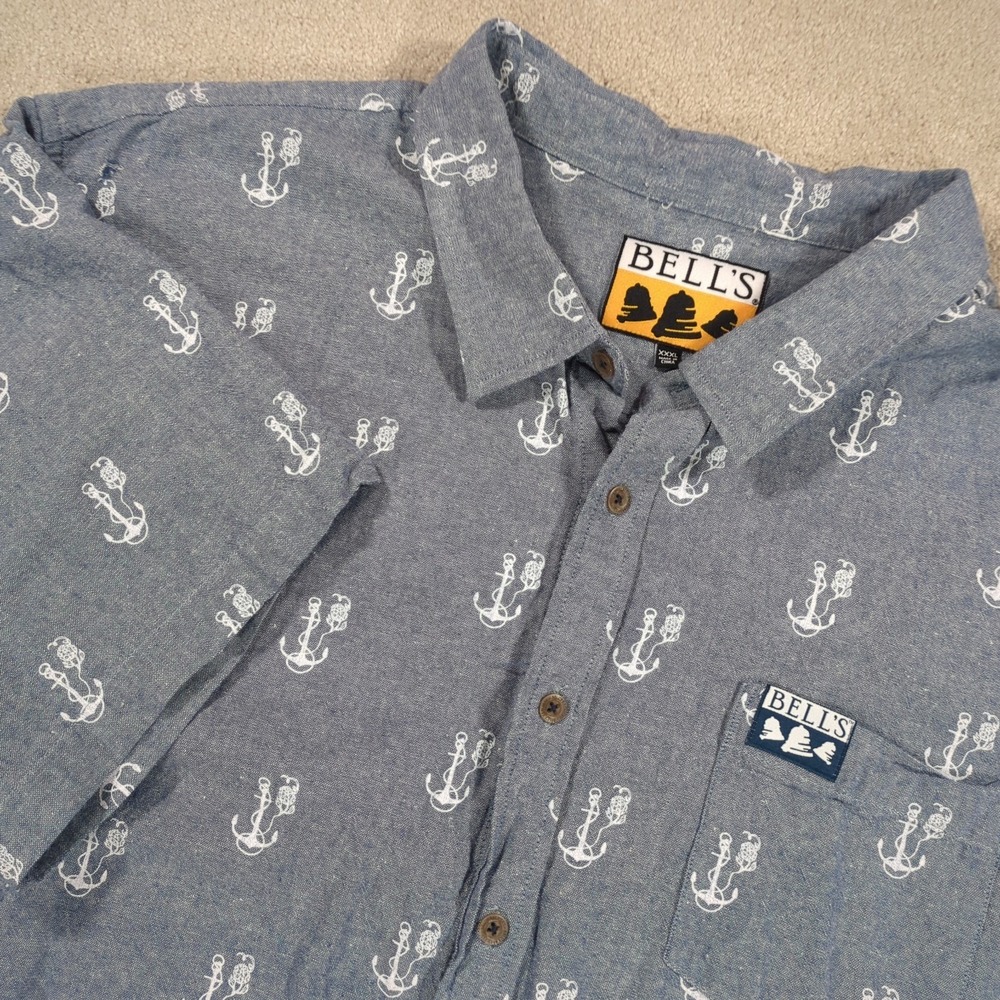 Brist Blue Bell's Brewing Chambray Button Down S/S Shirt Men's XXXL Cotton *Hole
